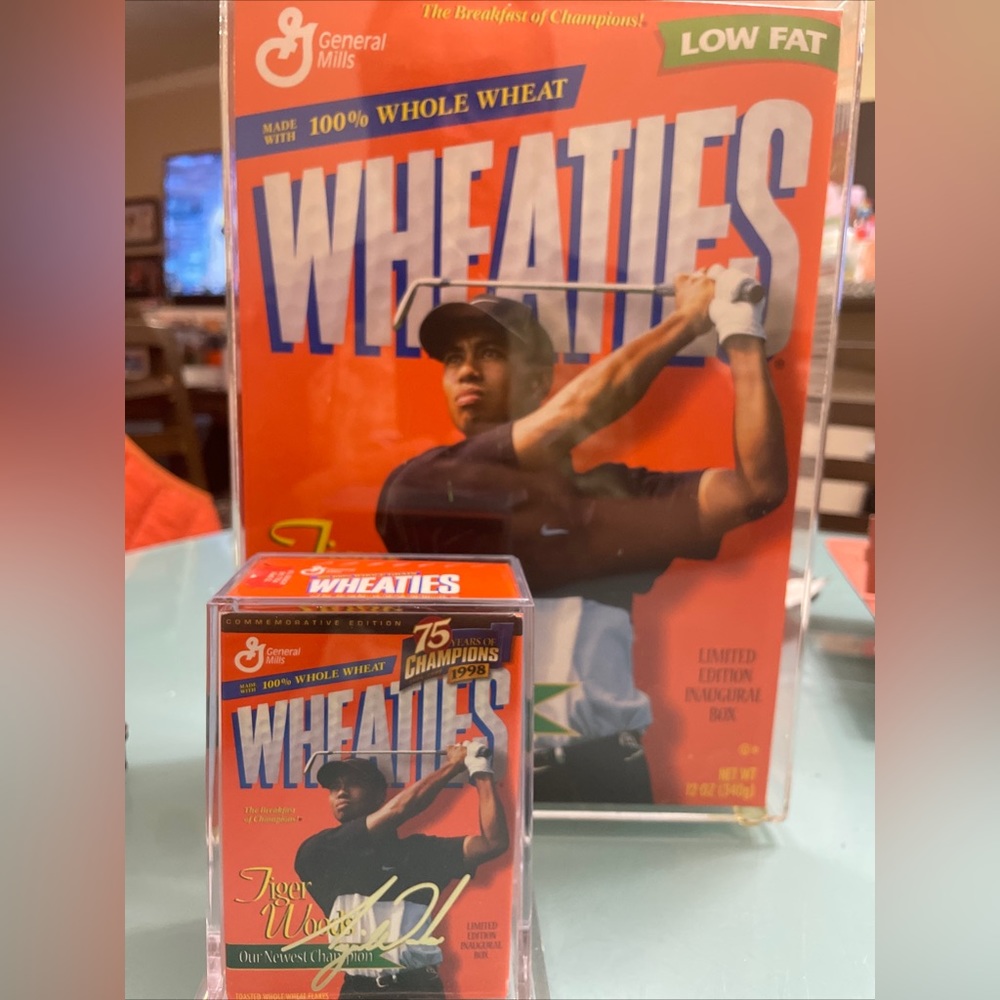 Wheaties TIGER WOODS Cereal Box And Mini Box Limited Edition 24K Gold Signature
